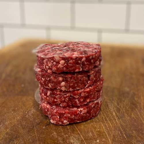 4 x hand pressed dry aged quarter pounder beef burgers